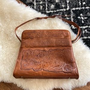 Vtg tooled leather bag